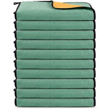 Imagem de Kit 10 Panos Multiuso Em Geral Dupla Face Flanela Microfibra Para Limp