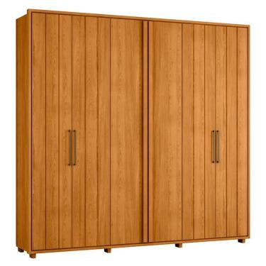 Imagem de Guarda Roupa Casal Miró Ripado 6 Portas Dobradiças Metálicas 4 Gavetas MDF Cinamomo Madetec Móveis