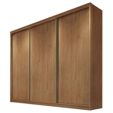Imagem de Guarda Roupa Casal Medelim 3 Portas de Correr 8 Gavetas MDF Cumaru 23 Móveis Novo Horizonte