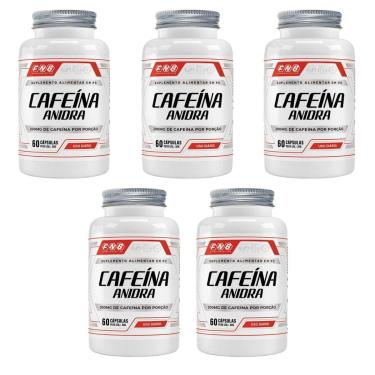 Imagem de Kit 5 Cafeína Anidra 200mg 5x60 cápsulas FNB Sports Nutrition-Unissex