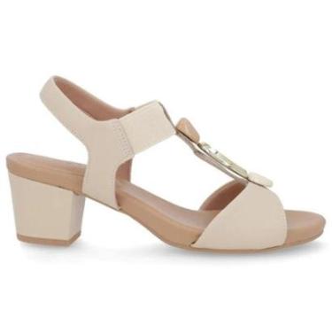 Imagem de Sandália Feminina Usaflex Y8220 Couro Salto Bloco-Feminino