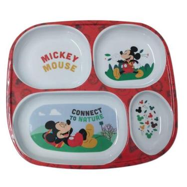 Imagem de Prato Divisória Infantil Disney Mickey Meninos Melamine 24cm - Yangzi