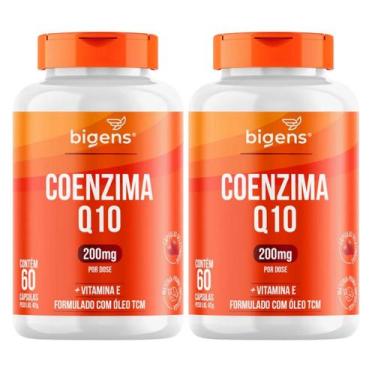 Imagem de 2x Coenzima Q10 200mg + Vitamina E + Tcm Bigens 60 Capsulas, Sem Sabor