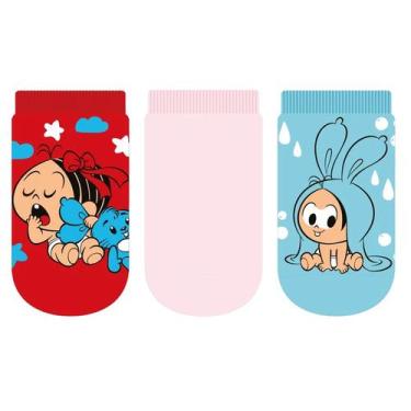 Imagem de Kit 3 Pares de Meia Soquete Turma da Mônica Infantil Bebê 13 aa 16 Bab