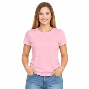 Imagem de Camiseta Feminina Algodão Básica Casual Confortável Dia a Dia-Feminino