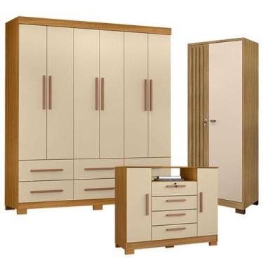 Imagem de Guarda Roupa Casal New Kansas com Cômoda Madri e Armário Multiuso Vers
