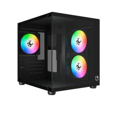 Imagem de Gabinete gamer bg-064 pure pro, rainbow, mini-tower, vidro temp, 3 fan