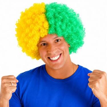 Imagem de Peruca Black Power Brasil Verde Amarela Torcida Copa do Mundo - Sulame