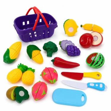 Imagem de Kit Infantil Brinquedo Cozinha Comidinha Frutas E Legumes Feirinha Hor