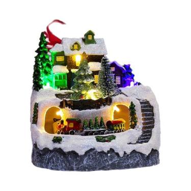Imagem de Casa De Vila Natalina Com Cenário De Árvore De Neve Iluminada, Decoraç