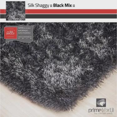 Imagem de Tapete Silk Shaggy Black Mix - Preto/Cinza, Fio De Seda 40mm 0,50 x 1,00m