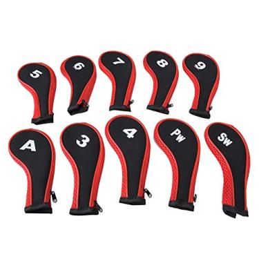 Imagem de Capa de haste de golfe, material de pano de qualidade acessório maravilhoso capa de cabeça de taco de golfe resistente zíper para taco de golfe