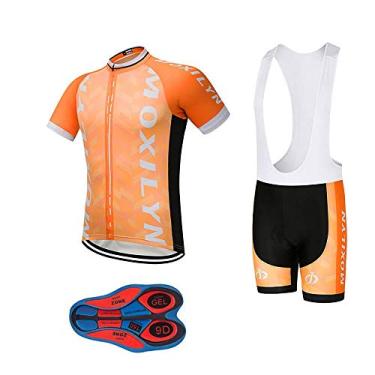 Imagem de MOXILYN Conjunto de camisa masculina de secagem rápida para ciclismo de bicicleta de estrada + shorts com gel 9D acolchoado MTB kit de roupas de equitação