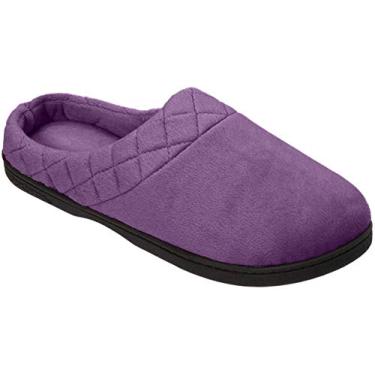 Imagem de Dearfoams Pantufas femininas acolchoadas com espuma de memória, Roxa, Medium