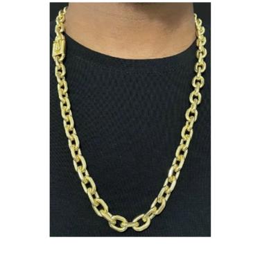 Imagem de Cordão de quina 12mm Cadeado de moeda antiga banhado a ouro