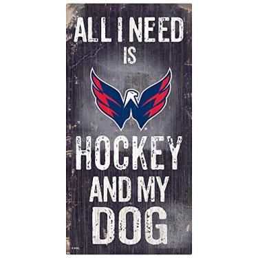 Imagem de Fan Creations Placa unissex NHL Washington Capitals Hockey and My Dog da Washington Capitals, cor da equipe, 15 x 12
