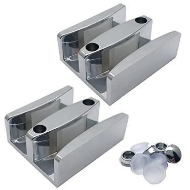 Imagem de Guia de piso para porta de vidro deslizante de 60 mm x 50 mm guia de piso para porta deslizante de vidro porta de sem moldura guia de porta de chuveiro (2 peças)