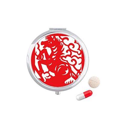 Imagem de Caixa de pílula de animais do zodíaco chinesa cortada em papel com compartimento para remédios