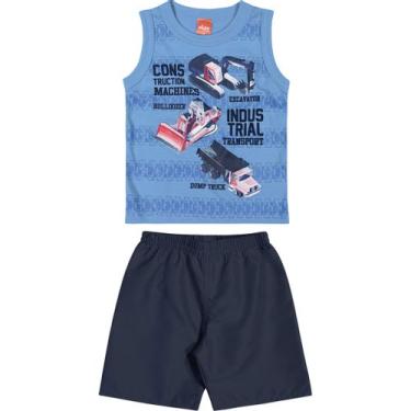 Imagem de Conjunto Infantil Elian Camiseta Regata e Bermuda - Em Algodão e Poliéster - Azul