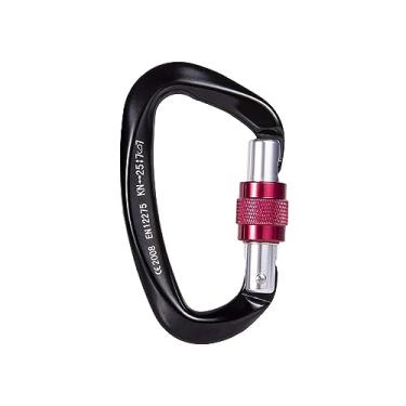 Imagem de Kokiya D tipo mosquetão clipe de hardware prendedor peças chaveiro webbing liberação gancho chaveiro mosquetões para escalada, acampamento, viagens, PRETO