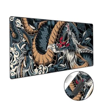 Imagem de Mouse Pad Gamer Extra Grande Speed Anti Derrapante Profissional Desk Pad Large Wide 90x40 - Dragão Azul