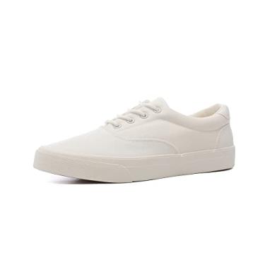 Imagem de Tênis masculino de lona preto cano baixo clássico moderno com palmilha macia casual sapatos masculinos confortáveis sapatos de caminhada, Branco, 10