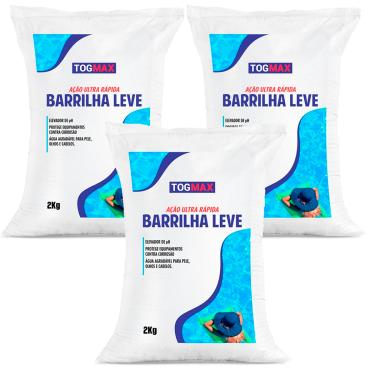 Imagem de kit 3 und Barrilha leve Elevadora de Ph Piscina Cristalina Tog Max 6kg