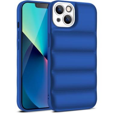 Imagem de Capa de telefone luxuosa com jaqueta para iPhone 15 14 13 12 11 Pro XS Max X XR 7 8 Plus A capa Puffer de silicone macio à prova de choque, W, azul marinho, para iPhone XS Max