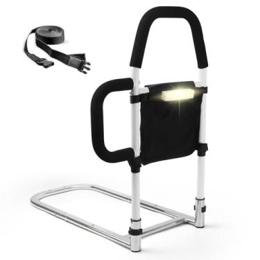 Imagem de Boiarc Trilhos de cama para segurança de idosos adultos, trilho auxiliar de cama com barras de apoio duplas para prevenção de quedas trilhos laterais de cama para idosos deficientes, ajuste de bengala