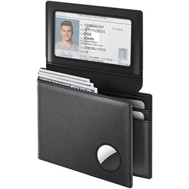 Imagem de typecase Carteira masculina de couro para AirTag | 2 compartimentos para identidade | 15 compartimentos para cartões | bolso para dinheiro | bloqueio de RFID | couro de flor superior | dobrável | grande capacidade | fino | suporte compatível com Apple Air Tag, Espaço, preto, Dobrável de ID dobrável 