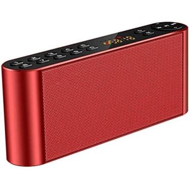 Imagem de Alto-falante portátil sem fio Bluetooth Alto-falante Dual Drivers MP3 Players Rádio FM estéreo com som HD, microfone embutido, áudio de alta definição e graves aprimorados, vermelho