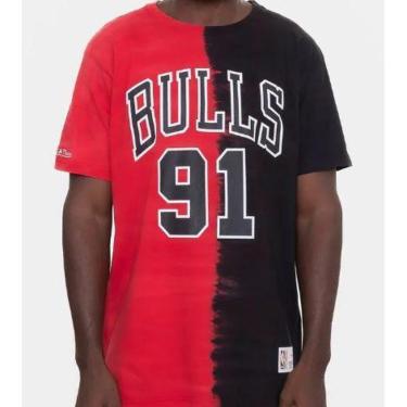 Imagem de Camiseta Mitchell & Ness Verti Tie Dye Chicago Bulls Dennis Rodman Vermelha Com Preta-Unissex