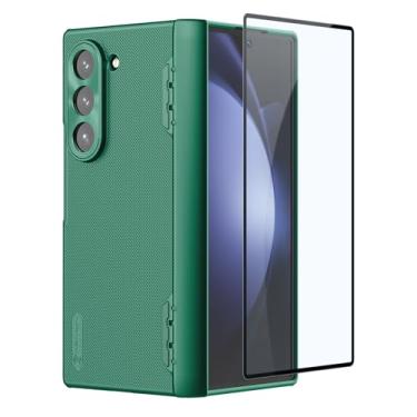 Imagem de Nillkin Capa para Galaxy Z Fold 6 com proteção de dobradiça, protetor de tela integrado, capa fosca de policarbonato com protetor de lente de câmera de metal, capa protetora de ajuste fino para