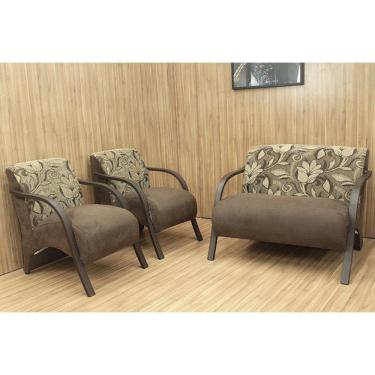 Imagem de Conjunto Poltronas Braço Madeira Marrom/Floral 603/425 México