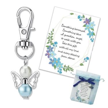 Imagem de UAIAGM Something Blue Gift for Bride on Wedding Day Angel Bridal Wing Bouquet for Daughter Garter Charm Gift Card from Mom Dad Grandma Sister Friends Keepsake Bridal Shower Something Blue, Liga