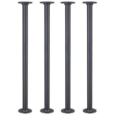 Imagem de Elibbren Pacote com 4 pernas de mesa de tubo industrial, tubos e flanges de metal para mesas e móveis vintage personalizados, canto de perna de mesa de ferro rústico, suporte de prateleira de mesa, 76