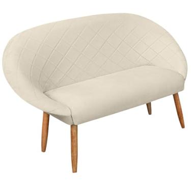 Imagem de Namoradeira Sofá 2 lugares para sala de estar recepção Escritório Sala de espera resistente Confortável pés de madeira resistente MOBLAN decor (BEGE)