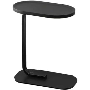 Imagem de Mesa lateral pequena, mesa C, estreita, redonda, sofá, sofá, mesa de jantar, para lanches, bebidas, mesa de destaque para sala de estar e quarto