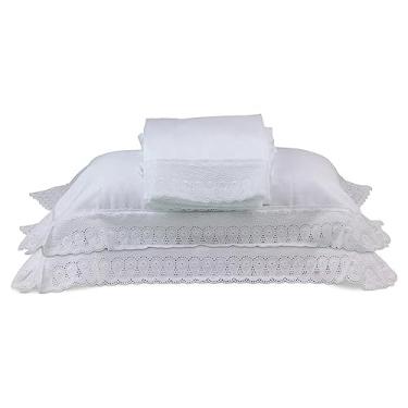 Imagem de Jogo Queen 300 Fios Cristal Renda Renascença 4 Peças Percal Buettner Branco
