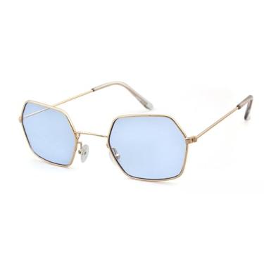 Imagem de JRLLFD Óculos de sol polígono feminino lente amarela óculos de sol femininos, C7, tamanho único