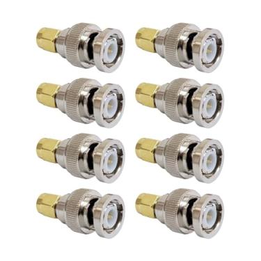 Imagem de 8 peças de adaptadores de plugue reto BNC para SMA conectores coaxiais RF para transceptores de rádio amador de cabo de antena (BNC macho para SMA macho)