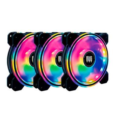 Imagem de Kit 3 Fan Rgb Para Computador Gabinete Cpu + Hub Controlador E Control