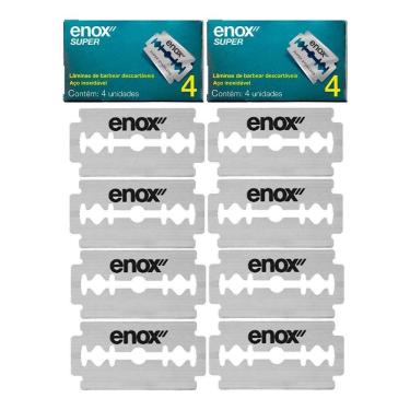 Imagem de Kit 8 Lâminas De Barbear Aço Inoxidável Para Barbeador Navalha Super Duplo Fio Enox