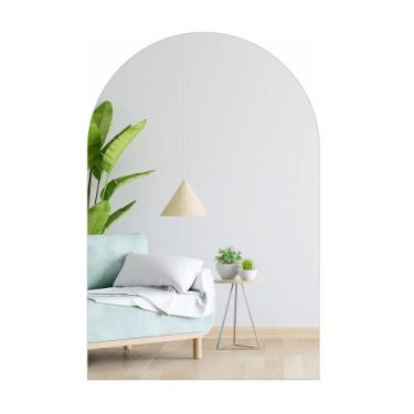 Imagem de Espelho Retangular Oval Grande 120 X 60 Moderno Lapidado Com Suporte -