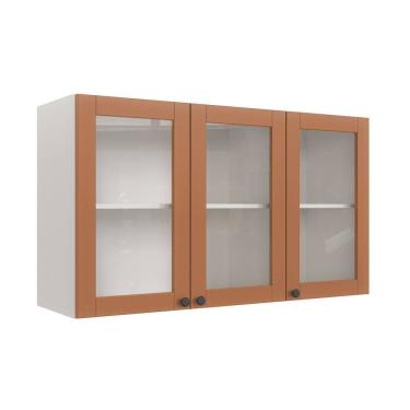 Imagem de Aéreo 3 Portas 120cm com Portas de Vidro Arizona Cabecasa Madeiramadeira Branco/Terracota