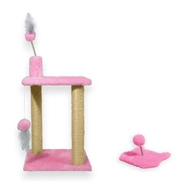Imagem de Arranhador para Gatos Sisal Plataforma 2 Andares com Brinquedo Mola Ma