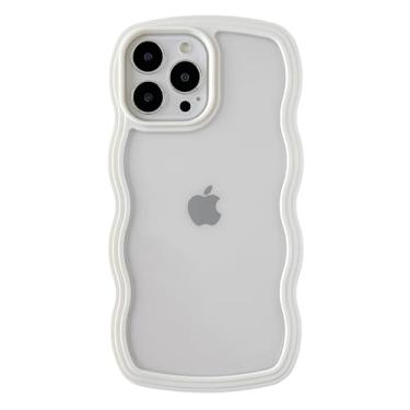 Imagem de Caseative Capa para iPhone 13 Pro Max, linda capa de telefone macia à prova de choque com moldura ondulada (branca)