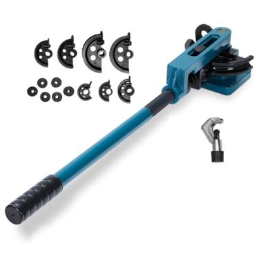 Imagem de Garvee Dobrador de tubos, dobrador de tubo manual de 9,5 a 2,5 cm com cortador de tubulação e 7 moldes para dobradores de tubos de aço de cobre