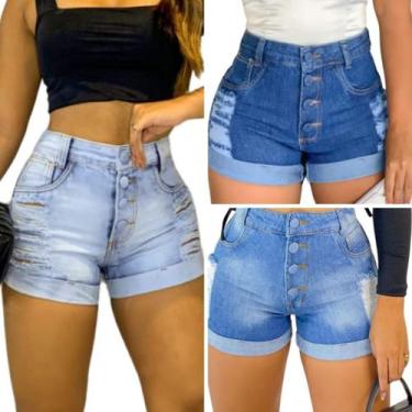 Imagem de Kit Feminino Com 3 Shorts Modeladores Hot Pants Jeans  - Atacado da Mo