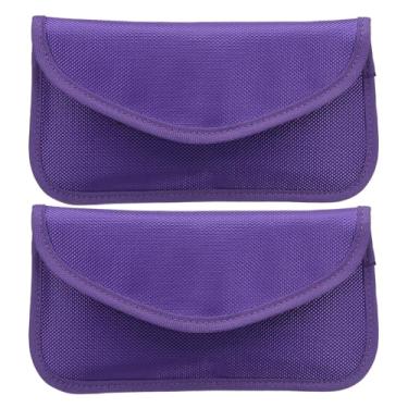 Imagem de PATIKIL Faraday Bolsas, pacote com 2 porta-chaves com bloqueio de sinal de 16,5 cm, antifurto, proteção para carro, proteção RFID, GPS, carteira para proteção de cartão de privacidade, roxo
